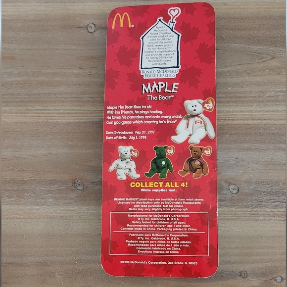 🍁 Ty Beanie Baby “Maple” the Bear – McDonald’s Exclusive, Canada Edition, Seale - Picture 7 of 10